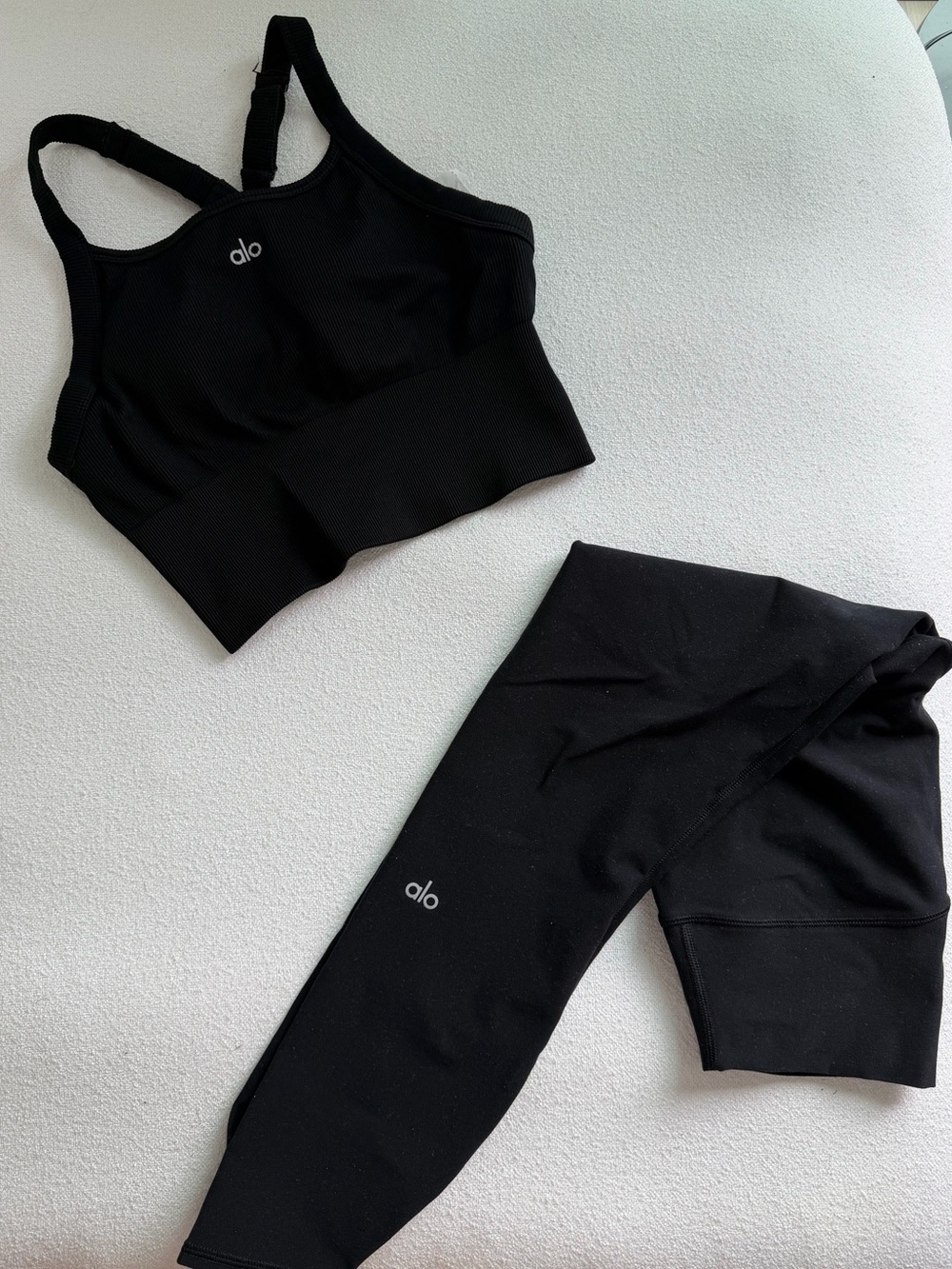 ALO Black Sports Bra & Leggings Set